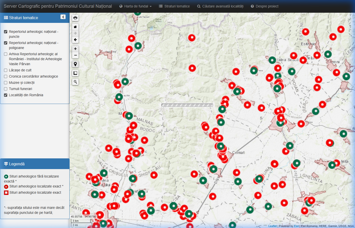Repertoriul Arheologic Național RAN - Harta detaliată a monumentelor
